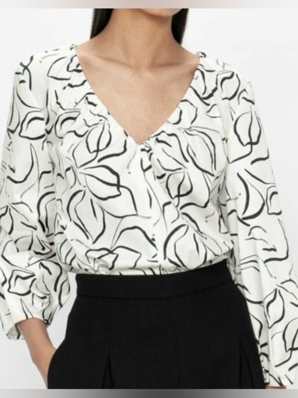 Veronika Maine Organic Cotton Black & White Blouse Workwear Made in Australia